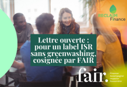 Lettre ouverte à Elisabeth Borne pour un label ISR sans greenwashing, cosignée par FAIR